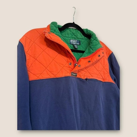 are POLO Ralph Lauren L Indian Kayak Club Sweater Patch Quilted Half Zip - Picture 2 of 6
